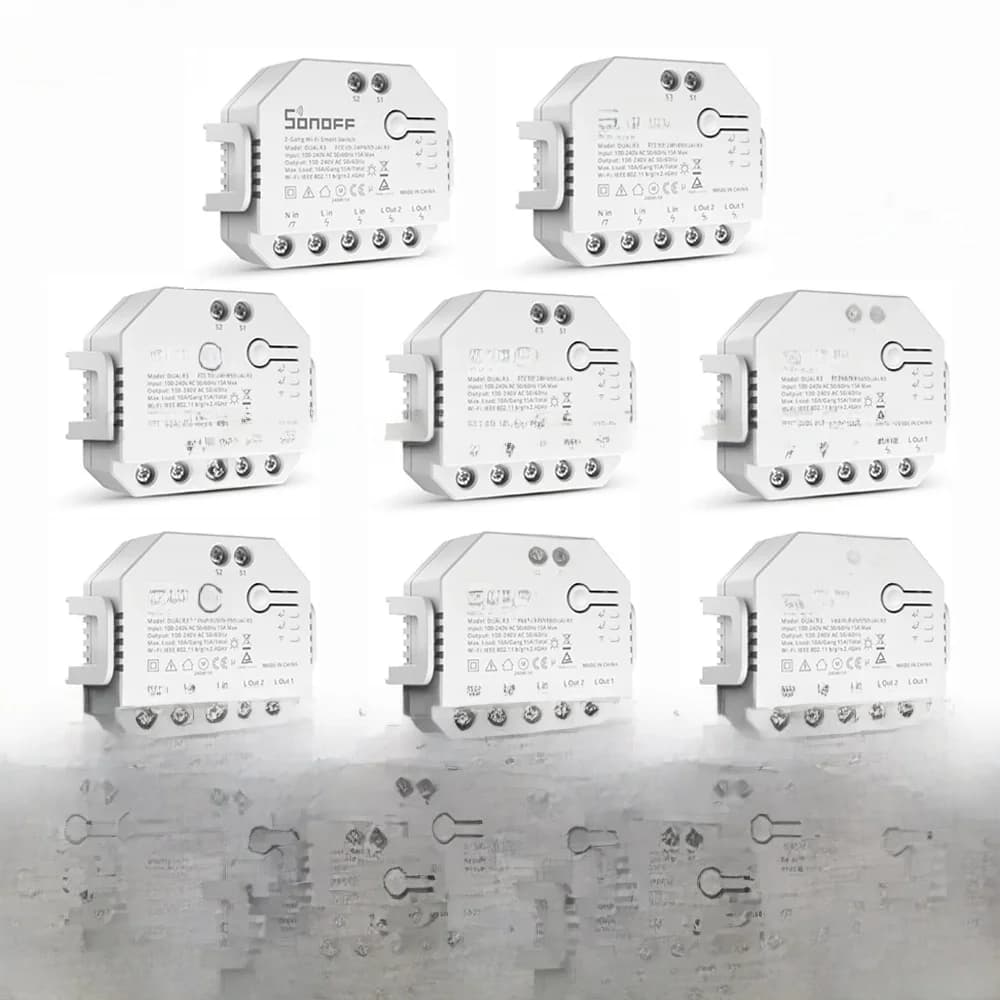SONOFF-Commutateur intelligent WiFi DualR3, contrôle bidirectionnel, moniteur d'alimentation, voix nous-mêmes avec Alexa, Google Home, technologie MINI bricolage, citations 2 gangs