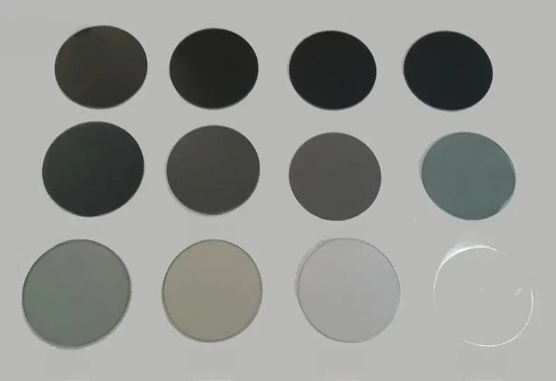 Film de réduction de la lumière gris neutre, diamètre 20mm 1% 2% 5% 30%, transmission, gris neutre, gris moyen, verre foncé miroir, densité 1 pièce