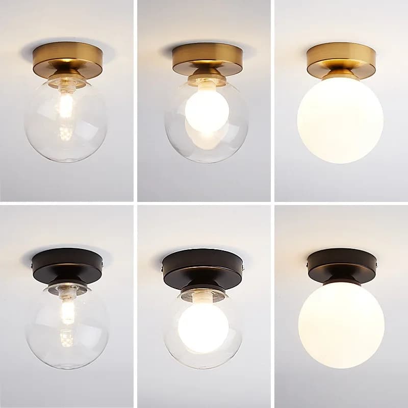 Plafonnier de couloir moderne et simple, style nordique, créatif, avec boule de verre ronde, pour la décoration intérieure.