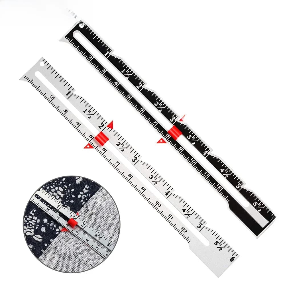 Jauge coulissante, outil de mesure de couture, règle de Quilting en aluminium pour le tricot, l'artisanat, la couture, mesure des ourlets pour débutant, 2/1 pièce