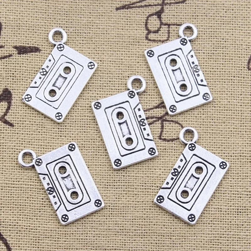 20 pièces breloques rétro 80's Cassette bande 20x13mm Antique couleur argent pendentifs bricolage artisanat faisant des résultats bijoux tibétains faits à la main