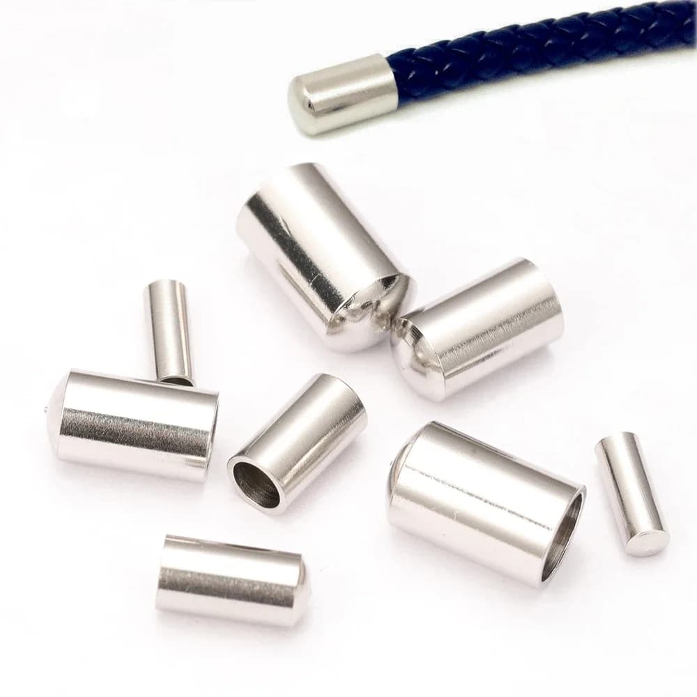 Embouts en acier inoxydable, 2/3/4/5mm, 50 pièces/lot, pour ULen cuir, fil de sertissage pour bracelet à faire soi-même, bijoux de direction