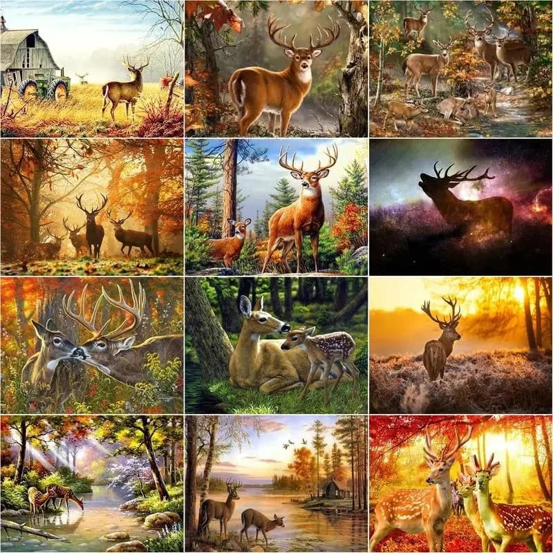 RUOPOTY 5D diamant peinture cerf plein carré rond forage diamant broderie Animal diamant mosaïque point de croix cadeau fait à la main