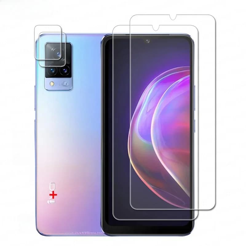 Pour Vivo V21 verre trempé pour Vivo V21 5G V21e 5GGlass Transparent écran de téléphone Film lentille caméra protecteur Film