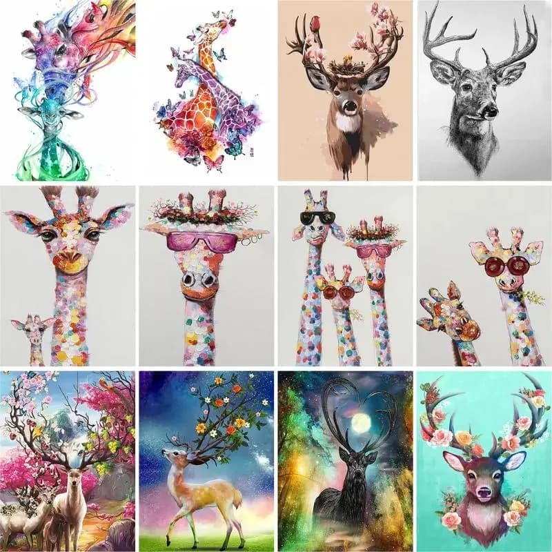 GATYZTORY-Peinture à l'huile par numéros, 60x75cm, DIY, sur toile, animaux, cerf, sans cadre, numérique, décoration d'intérieur