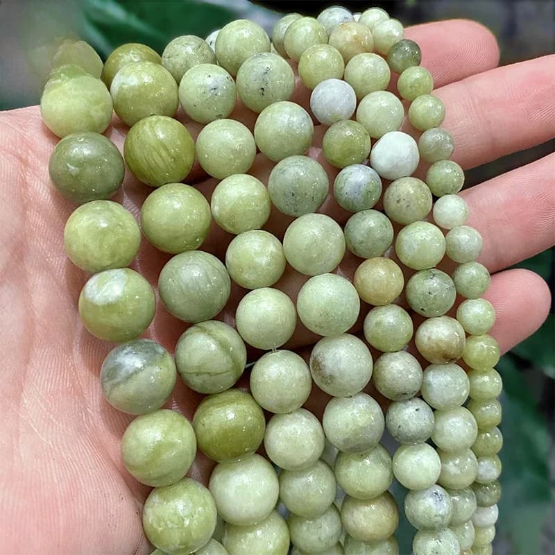 Perles rondes en pierre naturelle de jaspe vert citron, pour la fabrication de bijoux, Bracelet, collier, boucles d'oreilles, 15 pouces, brin 4/6/8/10/12mm
