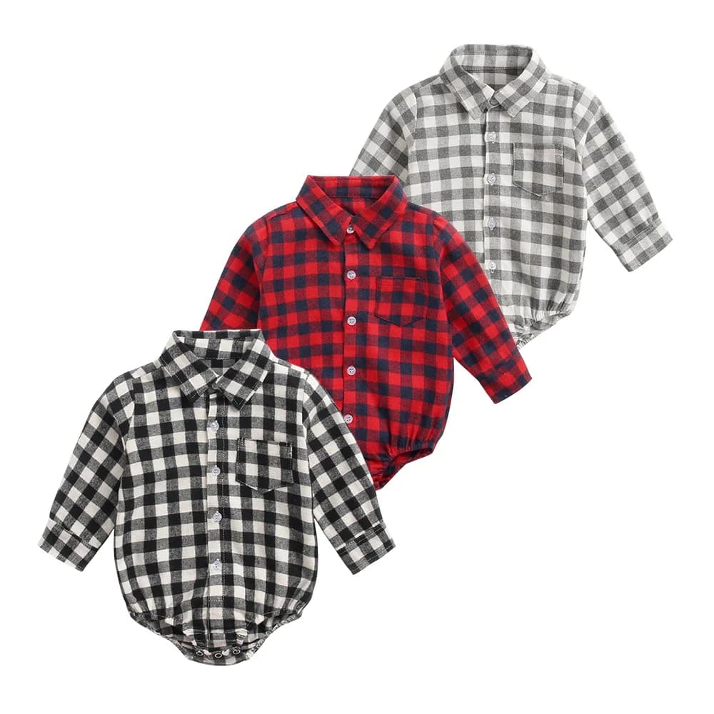 Sanlutoz Plaid coton bébé garçons body à manches longues bébé vêtements mode nouveau-né body pour garçon