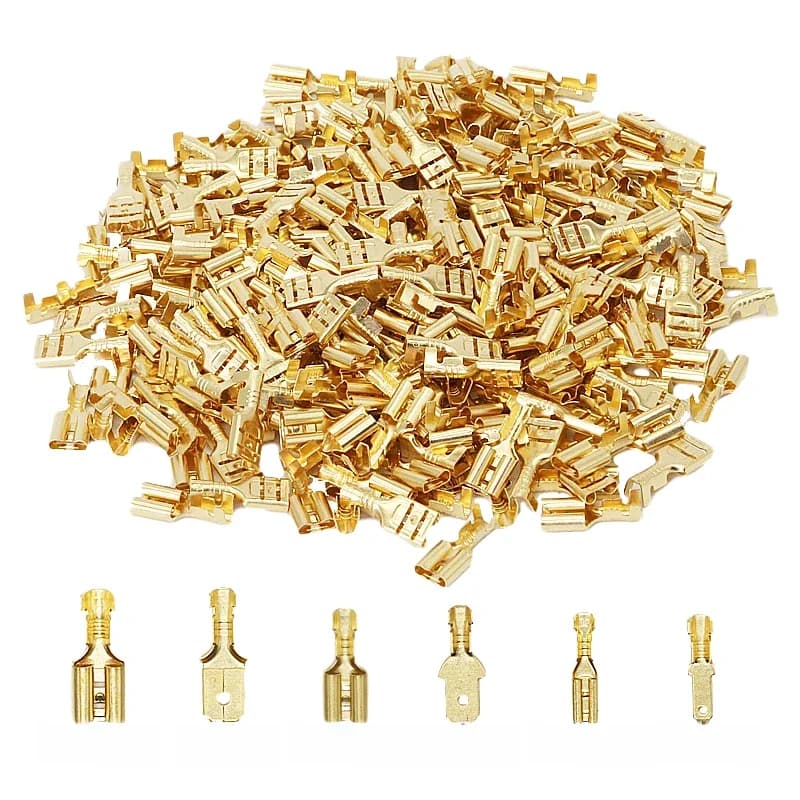 Connecteur de Terminal à sertir femelle et mâle, 100 pièces/lot, 2.8/4.8/6.3mm, ensemble de connecteurs de fil électrique pour haut-parleur de voiture en laiton doré/argent