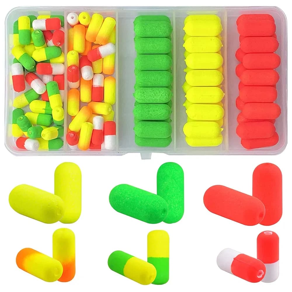 105 pièces/boîte cylindre mousse flotteur de pêche Bobber greve indicateur pêche à la mouche flottant pêche lumière bouées flotteurs pour la pêche