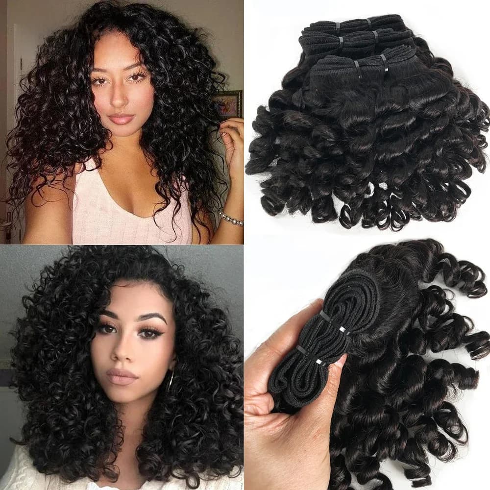 Tissage en lot indien naturel Remy bouclé et rebondissant, Extensions de cheveux naturels, pour femmes noires, offres en lots de 1, 3, 4