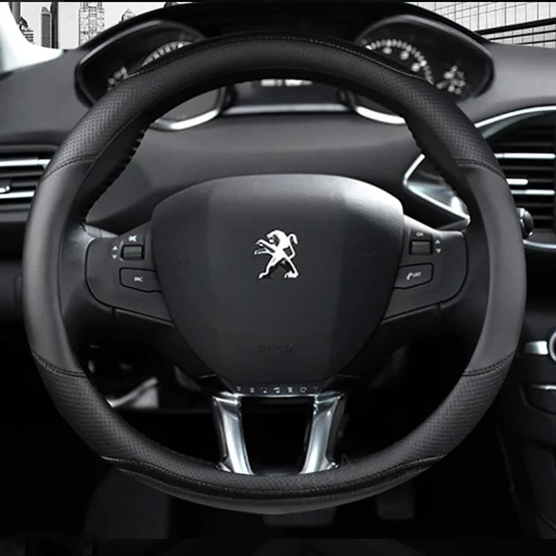 Housse de volant de voiture en Fiber de carbone + cuir, pour Peugeot 208 2012 ~ 2018 Peugeot 308 2014 ~ 2021 2008 2013 ~ 2018, accessoires automobiles