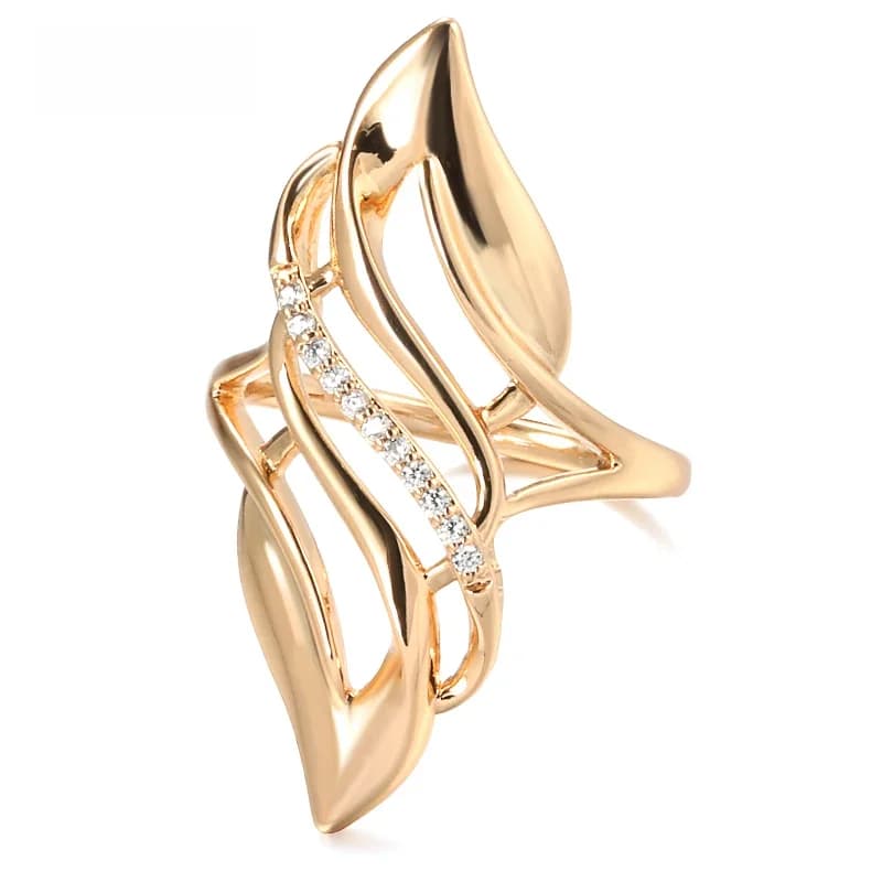 Kinel 2021 à la mode 585 bague en or Rose mariée mariage bijoux ethniques de luxe naturel Zircon anneaux pour les femmes mode bijoux fins