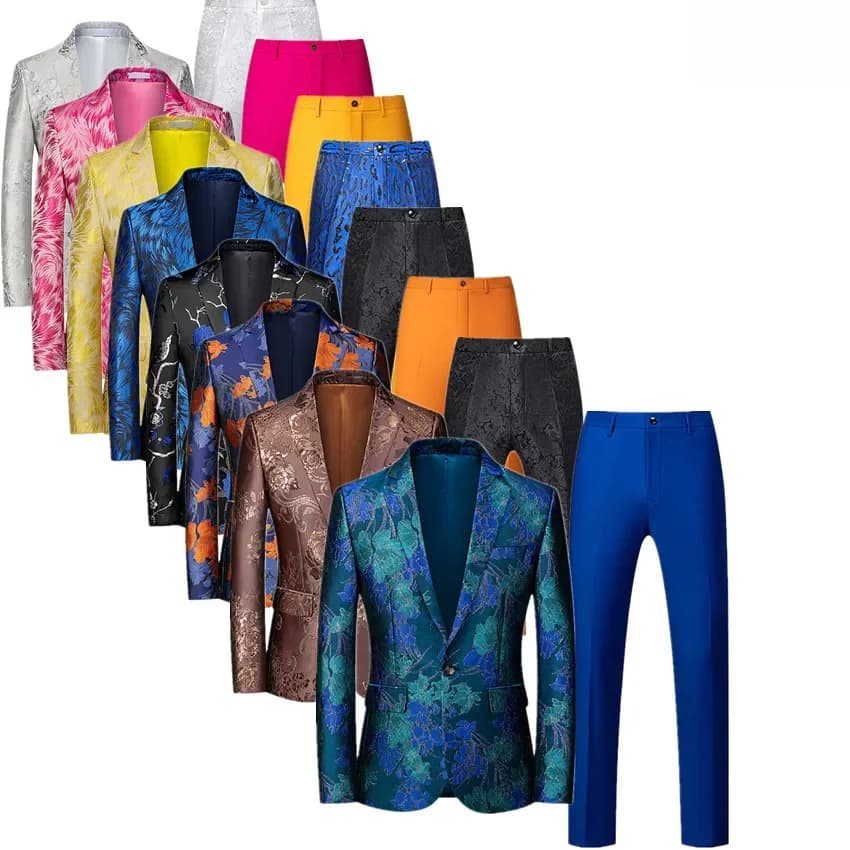 Costume bleu 2 pièces pour hommes, manteau et pantalon blazer pour fête de mariage, costumes ajustés, taille asiatique M-6XL Jaqueta + pantalons, nouvelle collection 2026