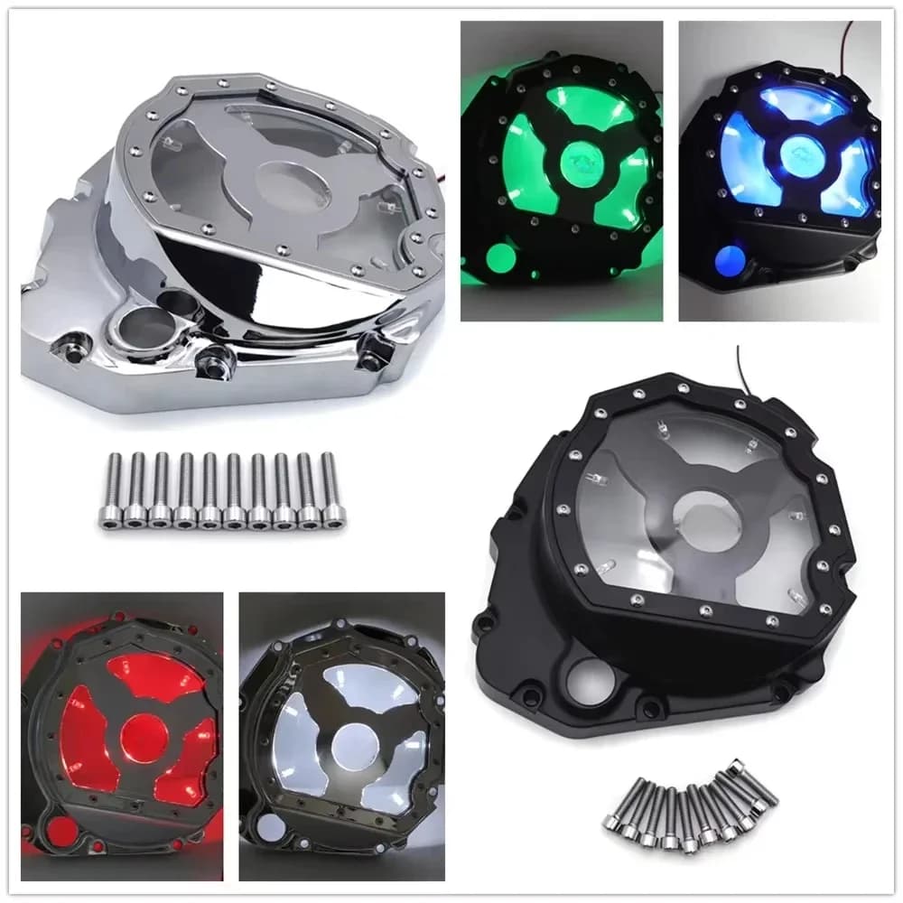 Led voir à travers la couverture d'embrayage de moteur pour Suzuki GSPoly 600 1000 GSX-R 750 2001-2008 pièces de moto de marché secondaire