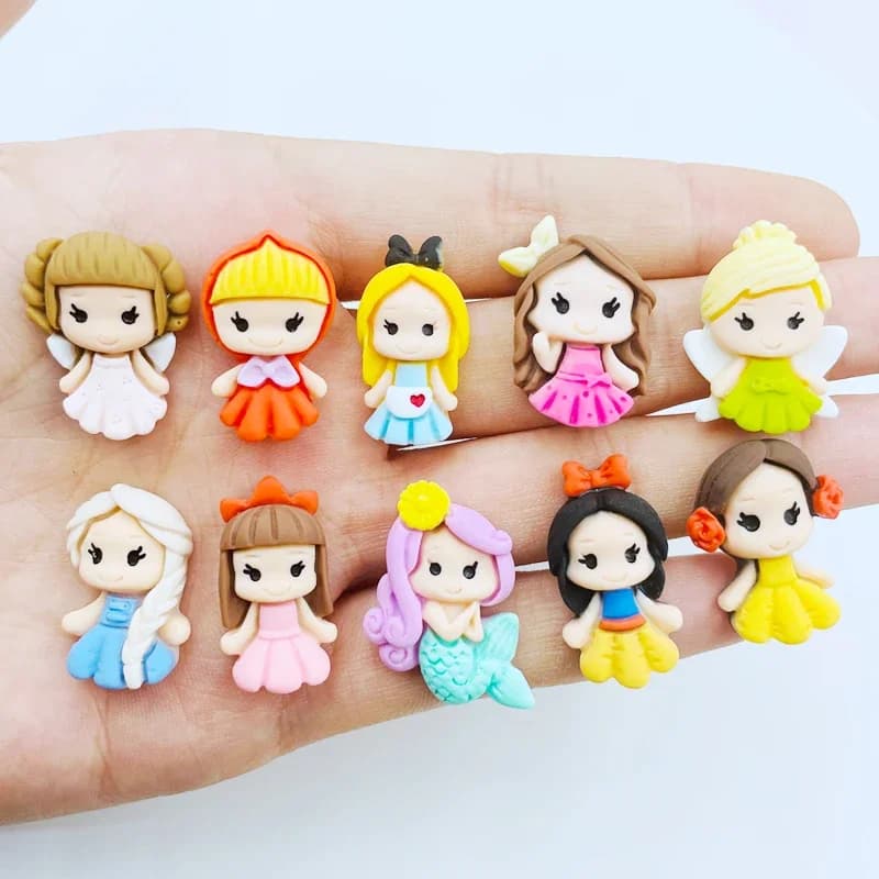 20 pièces nouveau mignon résine Mini dessin animé princesse dos plat Cabochon Scrapbook Kawaii bricolage embellissements accessoires A103