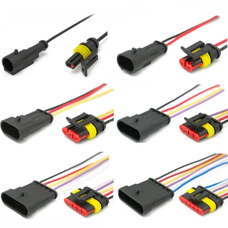 1 jeu de connecteurs de câbles électriques pour lampe au xénon, 1 2 3 4 5 6 broches, prise de faisceau de câbles mâle femelle étanche pour voiture moto