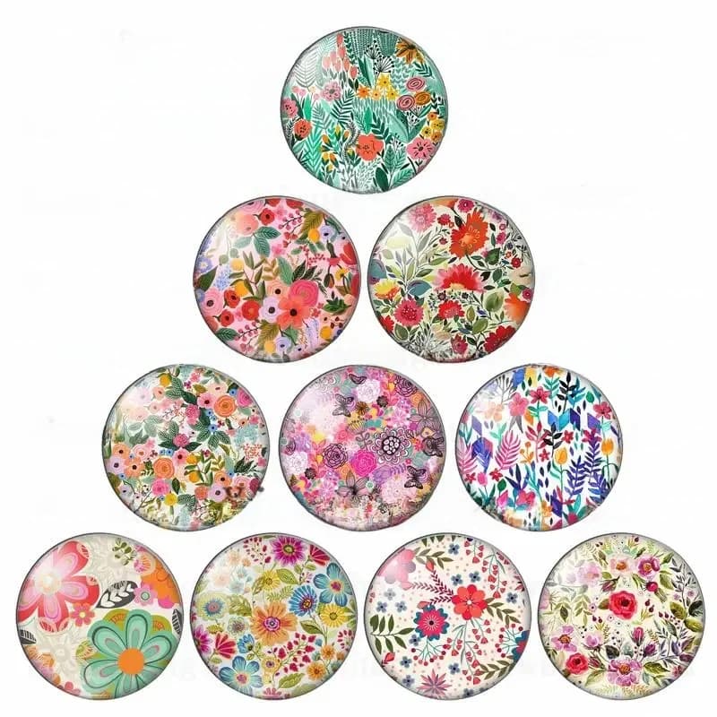 Groupe de fleurs colorées rose Life up joli 12mm/20mm/25mm/30mm photo cabochon en verre démo dos plat résultats de fabrication