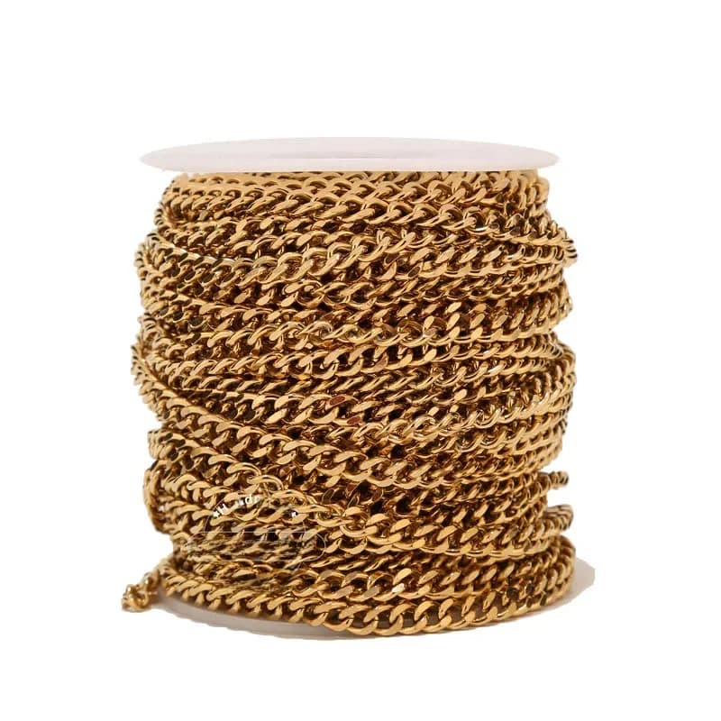 Chaîne Figaro en acier inoxydable cubain Miami plaqué or, 2M, 3.5m, 5mm, 7mm, pour bricolage, fabrication de colliers et de bracelets faits à la main, vente en gros