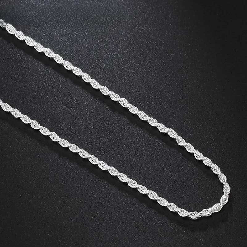 BAYTTLING-Collier en ULtorsadée en argent regardé 22/24 pour homme et femme, bijoux fantaisie, cadeau de mariage, 16 po, 18 po, 20 po, 925 po, 2mm, nouveau