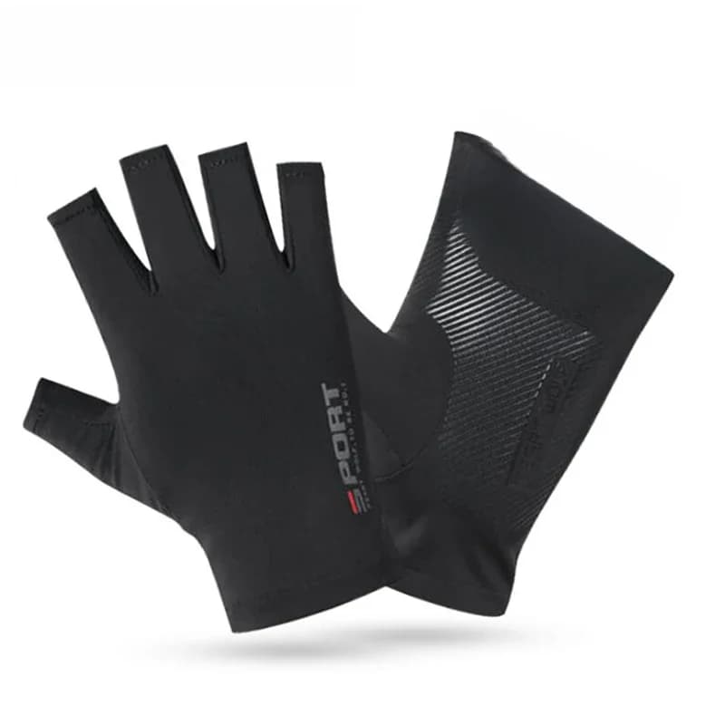 1 paire de gants de pêche pour hommes et femmes, demi-doigts, en soie glacée, pour l'extérieur, protection solaire d'été, antidérapants