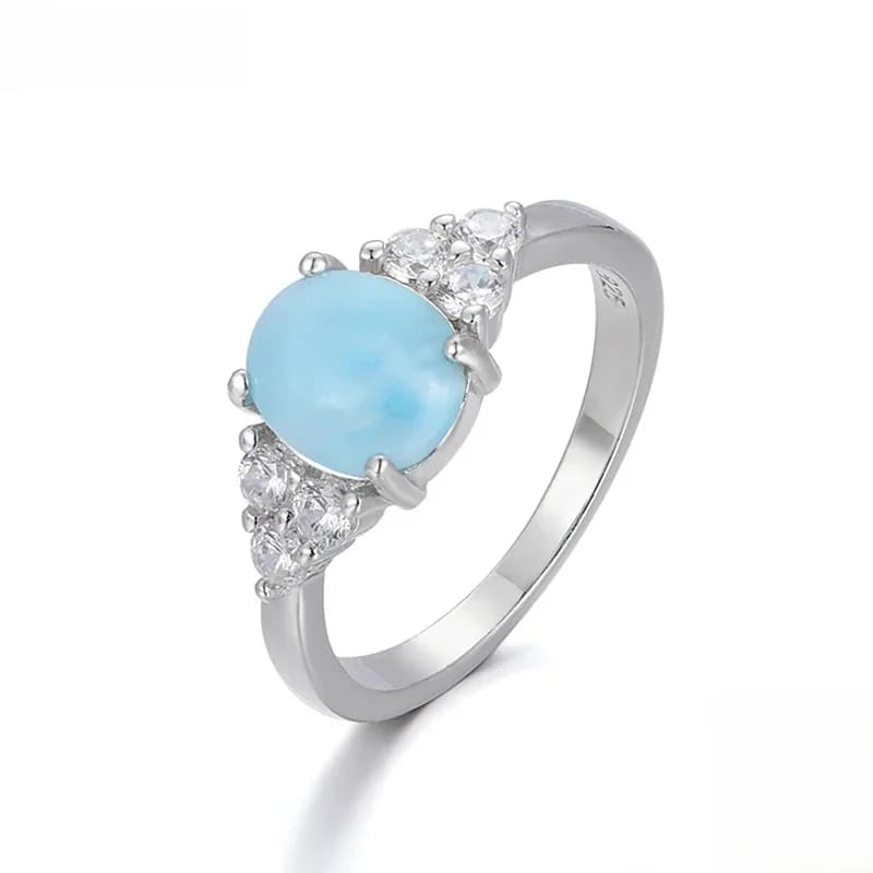 Bague en argent Sterling 925 en Zircon pour femmes, pierre naturelle, Larimar, Design classique Simple, amour de mariage, bijoux de rencontre
