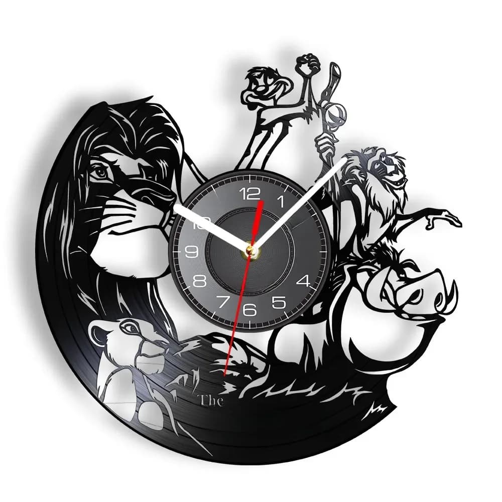 Horloge Murale Inspirée d'un Prince Animal, Record Vinyle, Jungle Safari, Montre-Bracelet Rétro, Horloge Balayée Silays euse pour Chambre d'Enfant