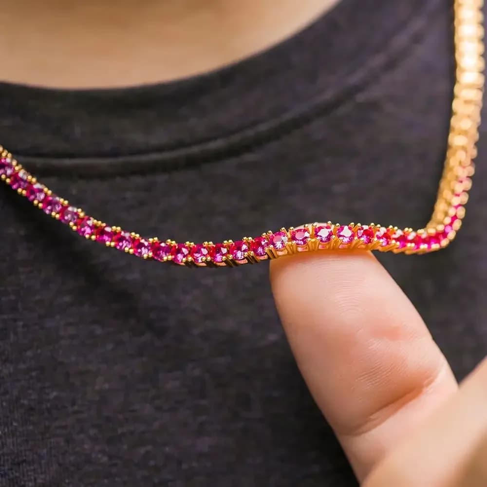 Collier Cubique Rond pour Homme, Coupe Glacée, 3mm adrenPink, CZ Tennis, JOHipHop, Qualité Supérieure, Document en Or, Bijoux Cool pour Garçon, 2025