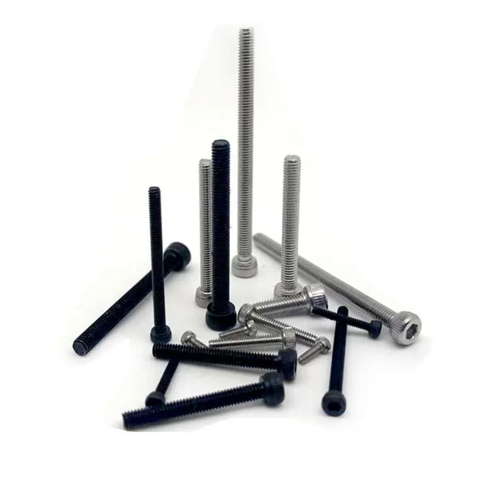 50pcs M1.4 M1.6 M2 M2.5 M3 M4 304 A2-70 acier inoxydable noir 12.9 Grade hexagone tête creuse vis Allen boulon DIN912