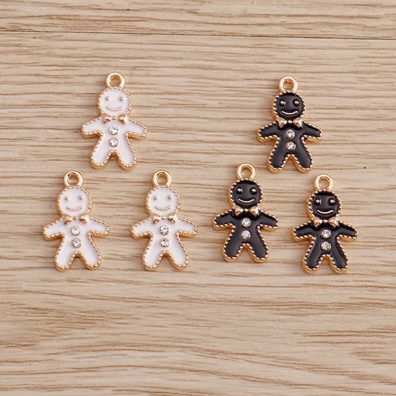 10 pièces 11*17mm émail pain d'épice homme breloques pendentifs pour colliers boucles d'oreilles bricolage dessin animé cristal breloques bijoux artisanat fait à la main