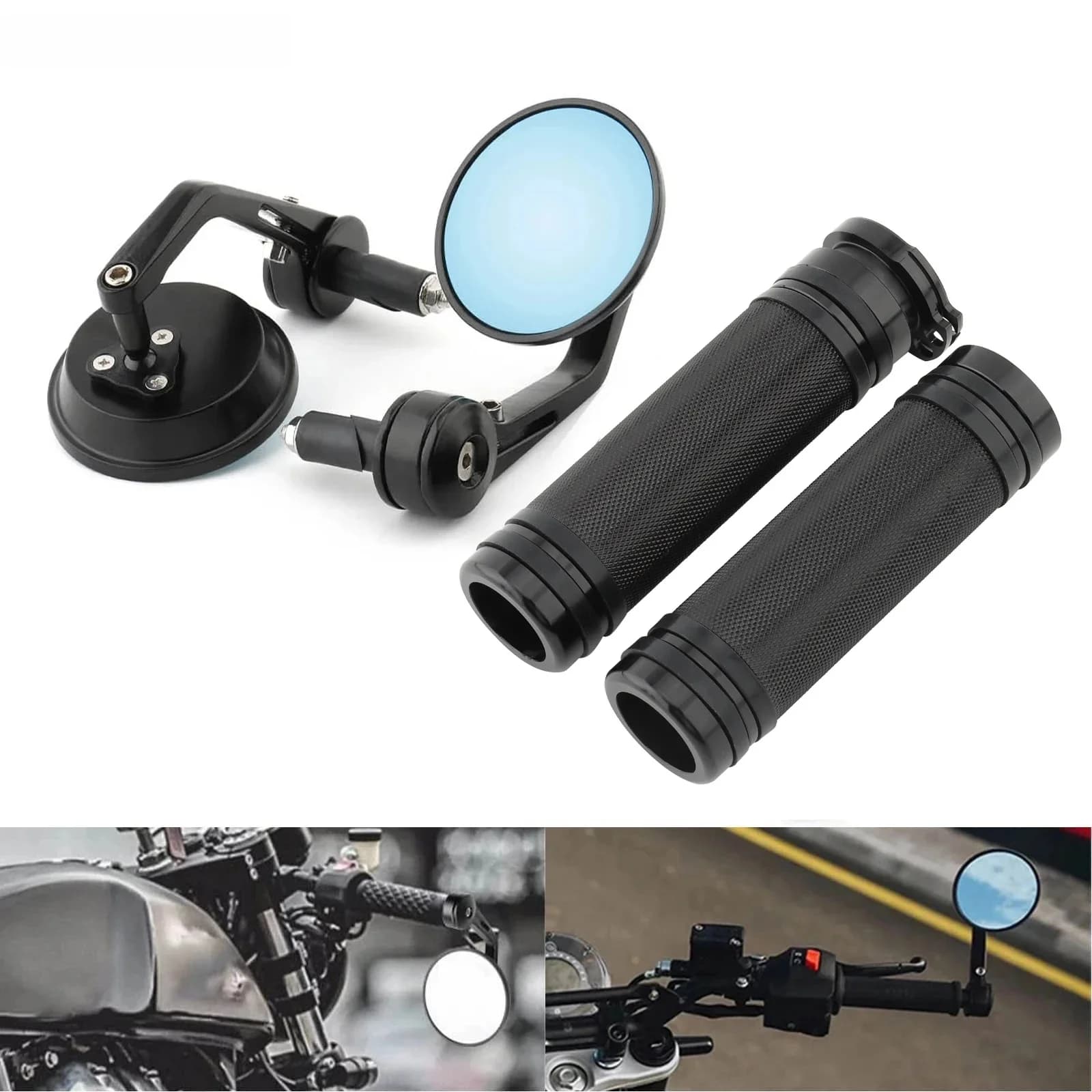 Rétroviseur latéral pour moto, 25MM, extrémité de la barre de poignée, câble de poignées de 1 pouce pour Harley Sportster Bobber Chopper Cafe Racer