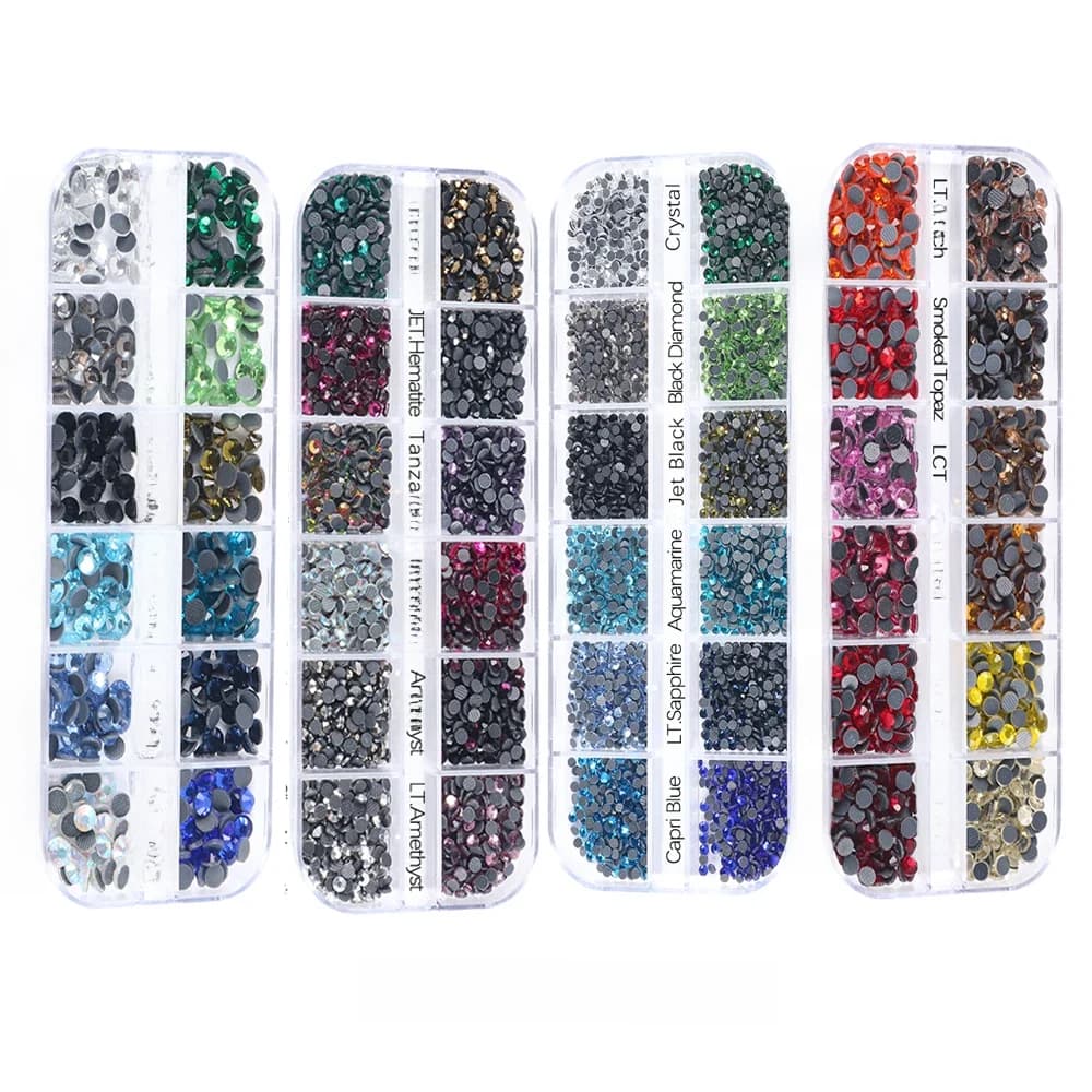 DMC Hotfix Strass Mélanger Tailles 2450 Pcs Boîte Ensemble DMC Verre Strass Dos Plat Strass Cristal pour la Décoration De Vêtement