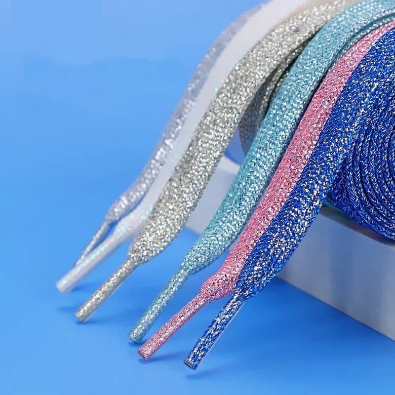 1 paire de lacets de chaussures à paillettes, lacets plats colorés pour chaussures de course athlétique, baskets, bottes, lacets de 1 cm de largeur