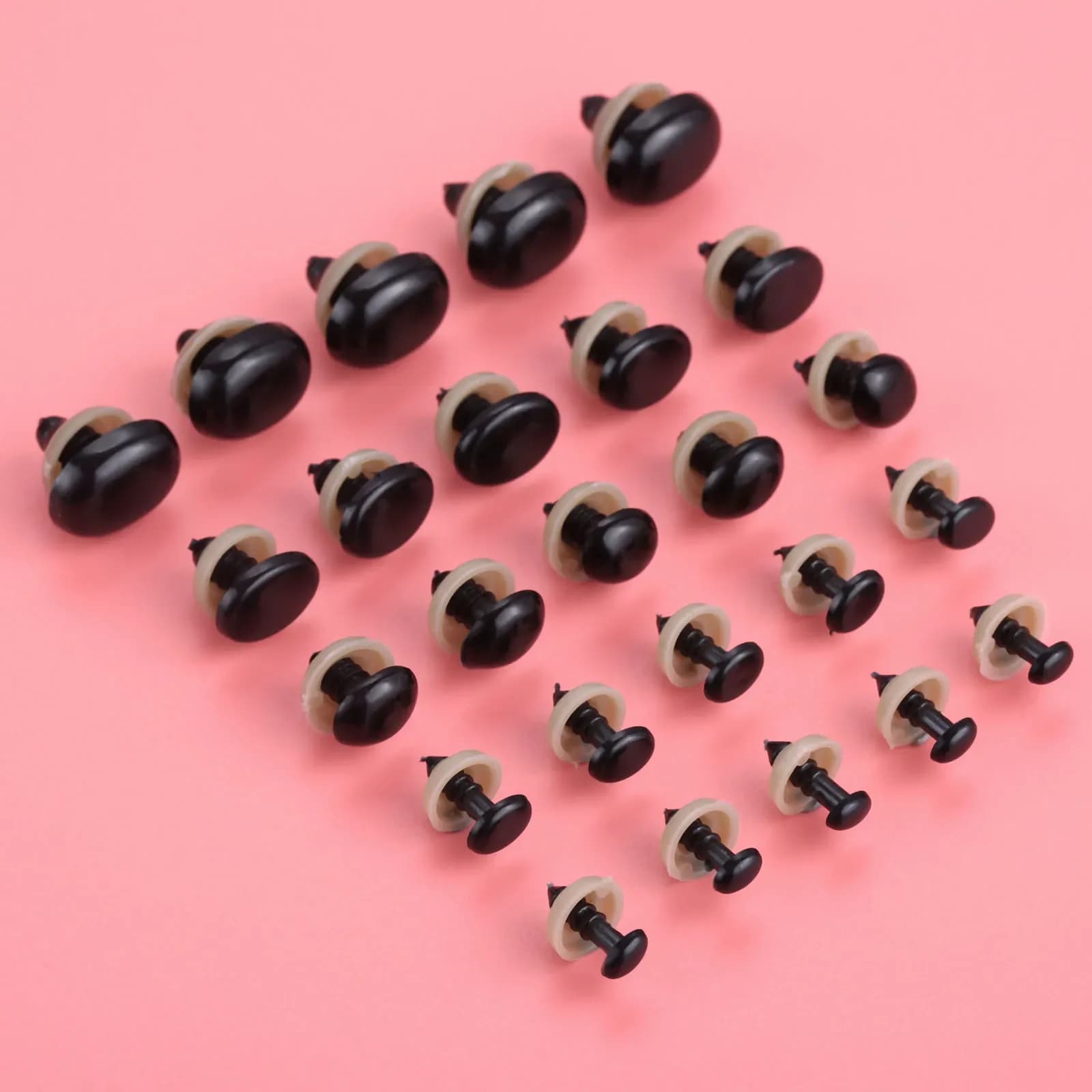Accessoires de couture faits à la main, yeux de sécurité en plastique, nez + rondelles, poupée de marionnette ovale pour enfant, ours en peluche, Animal noir, bricolage, 40 pièces/20 pièces