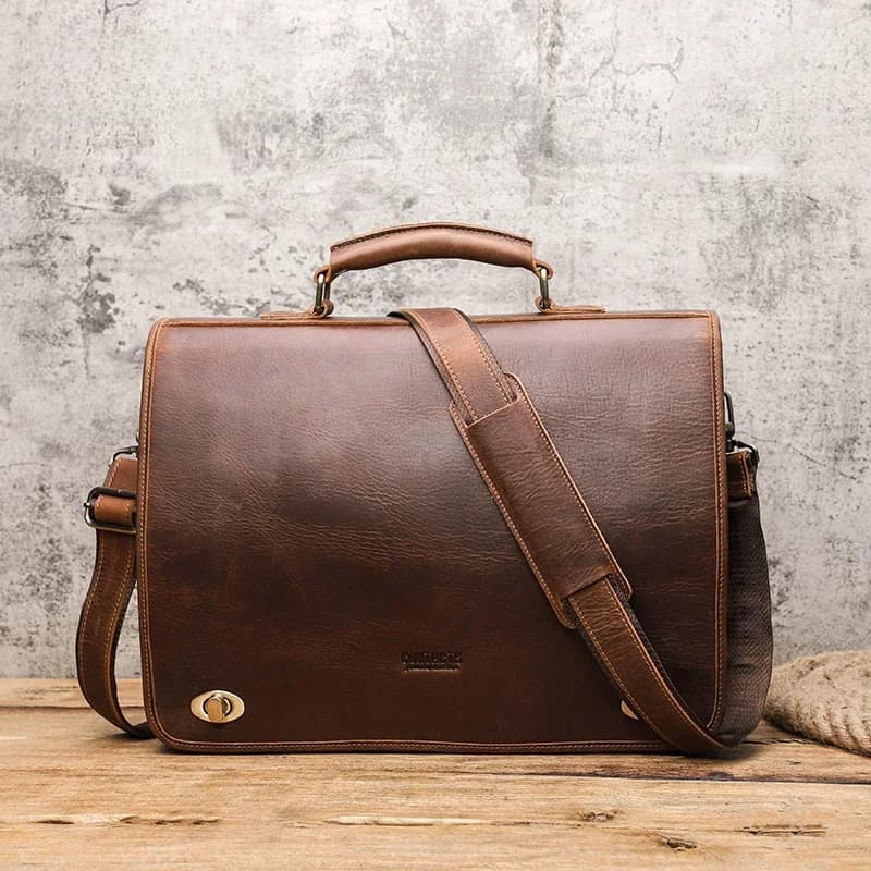 CONTACT'S-Sac à main en cuir pour hommes d'affaires, sacoche à rabat de marque de luxe, fourre-tout de 15.6 pouces