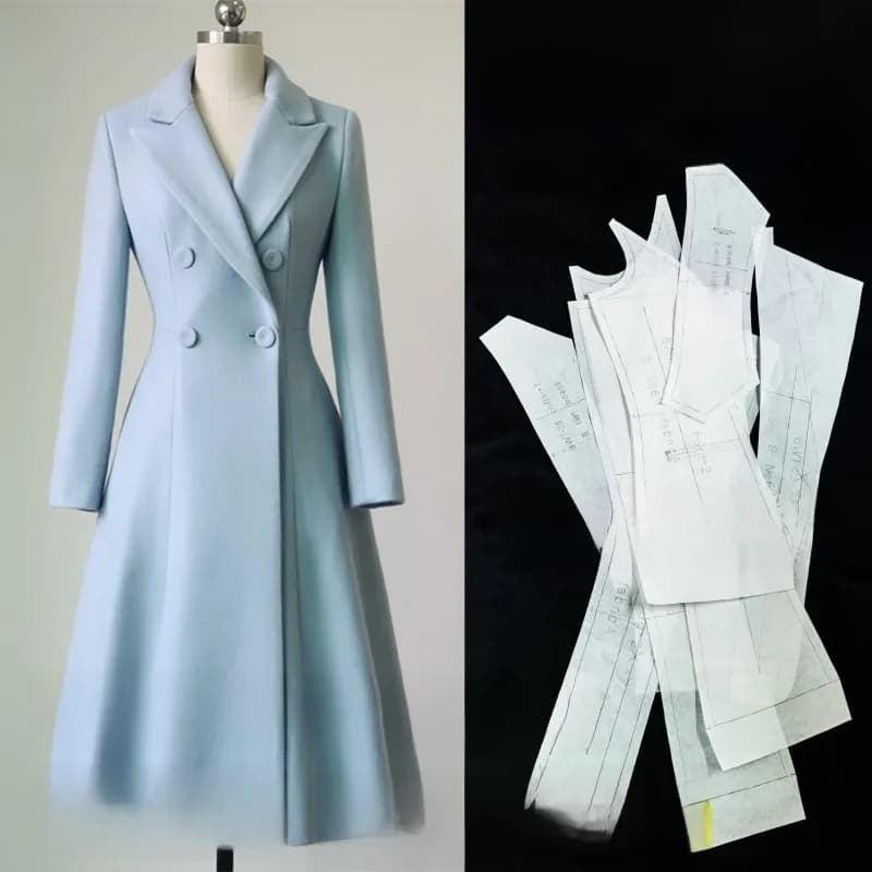 Nouveau modèle de manteau mi-long femme grand nom 1:1 vêtement structure de couture BFY-221 de dessin
