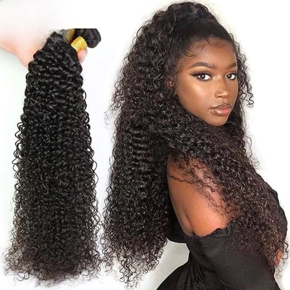 Tissage en Lot Péruvien Naturel Crépu et Bouclé, Extension de Cheveux Profonds, 30 32 34 Pouces, 1/3/4