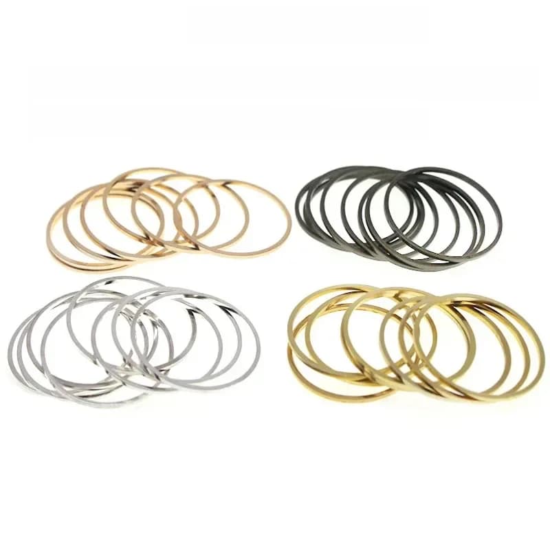 Anneau fermé en laiton de 1mm d'épaisseur, 8-60mm, rond, grand cercle, boucles d'oreilles pour bricolage, connecteurs de pendentif, fabrication de bijoux, accessoires artisanaux