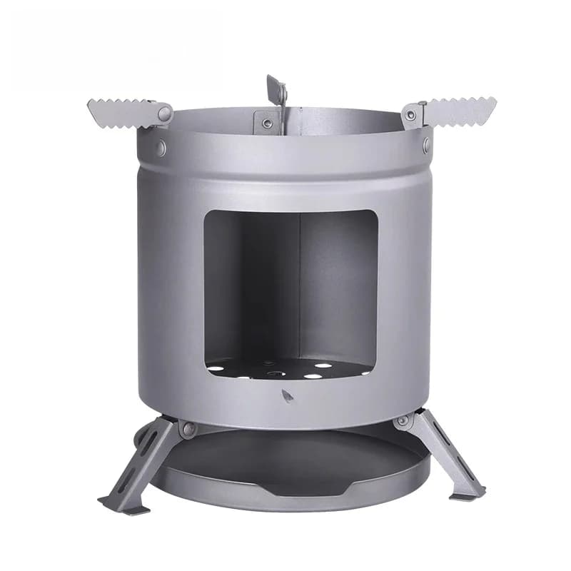 Boundless Voyage-Poêle à bois en titane avec supports de casseroles pliants, trépieds, réchaud de camping portable, Ti1513A, camping en plein air