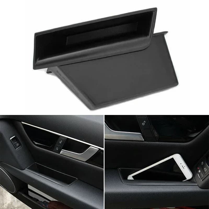 Boîte de rangement de voiture, 2 pièces, organisateur de poignée latérale de porte avant pour mercedes-benz classe C W204 2008 – 2014, boîtes de rangement en plastique ABS noir