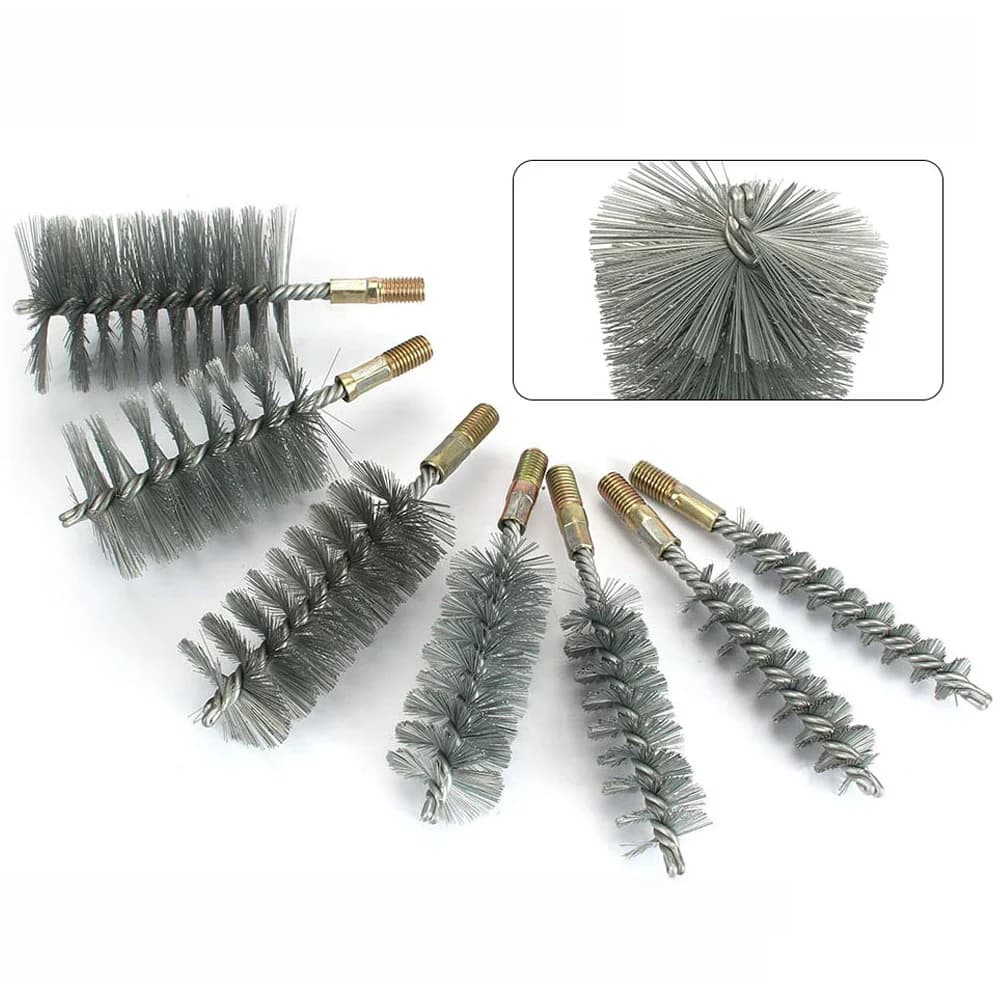 Brosse métallique à filetage M12, manche métallique 18/22/25/32/40/50/65/75mm, brosse de travail en fil d'acier inoxydable, nettoyage des tubes, brosse de cheminée