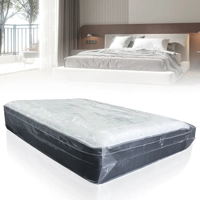 Sac d'emballage de protection de matelas 150/200x240x35cm, housse anti-poussière résistante à l'humidité, épaisseur 0.08mm PE Transparent, stockage à domicile mobile