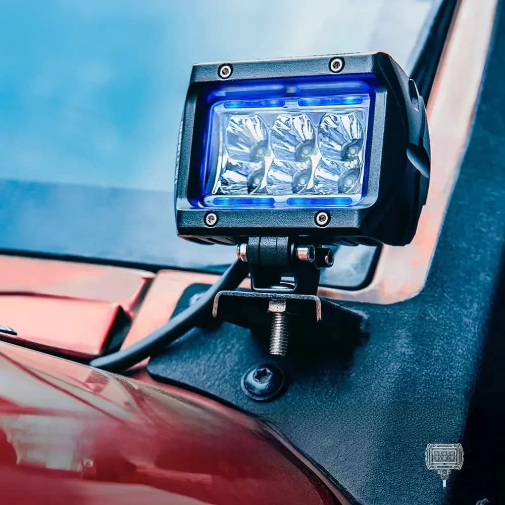MICTUNING – barres lumineuses de travail Led pour voiture, avec lumière ambiante ambre illimitée-GO K1, 4 pouces, 18W, pour Jeep, ATV, SUV, camion, bateau
