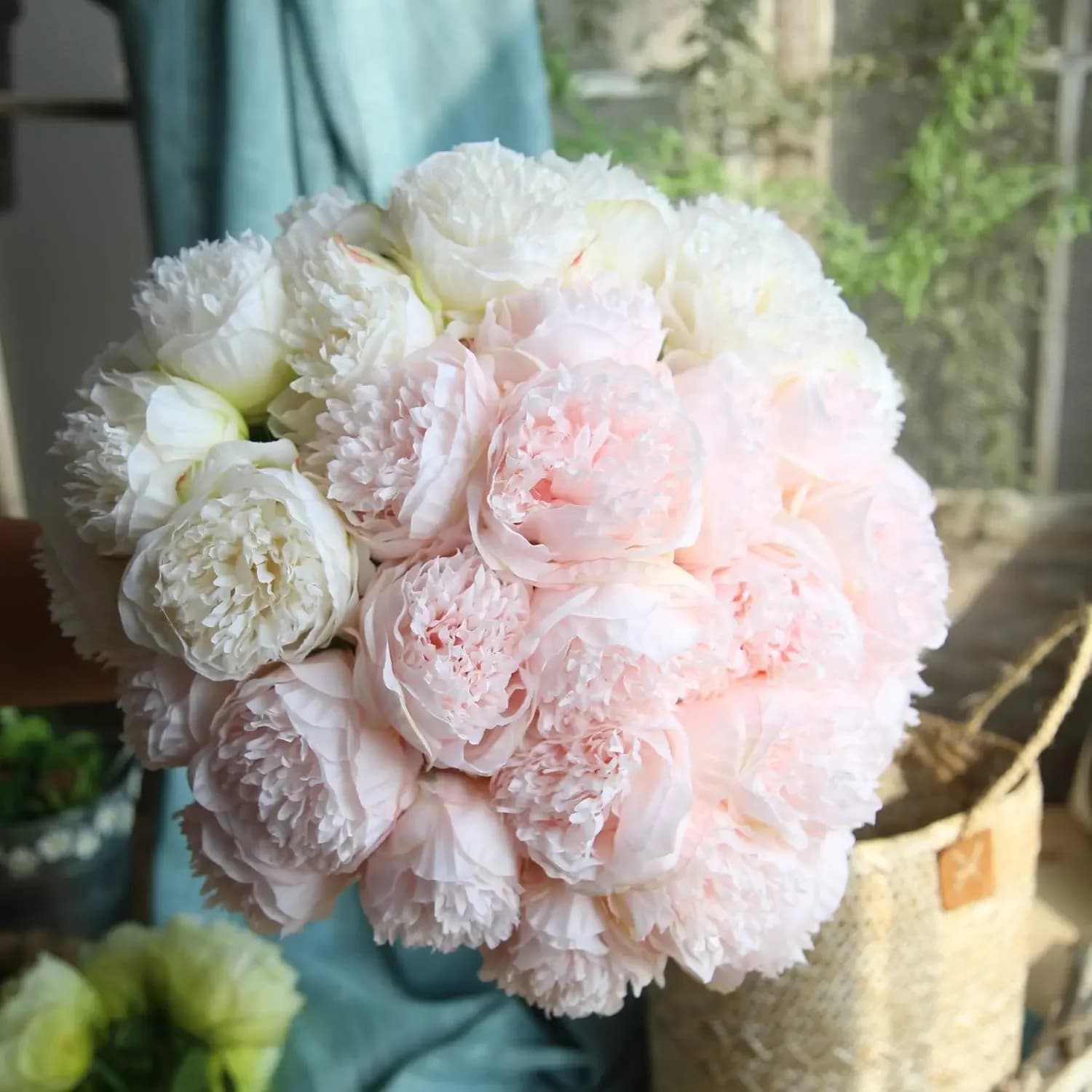 1 Bouquet de pivoines artificielles à 5 têtes, grande feuille de fleurs en soie, pour maison, jardin, bureau, fête de mariage, fausses fleurs, décoration de Bar, Festival