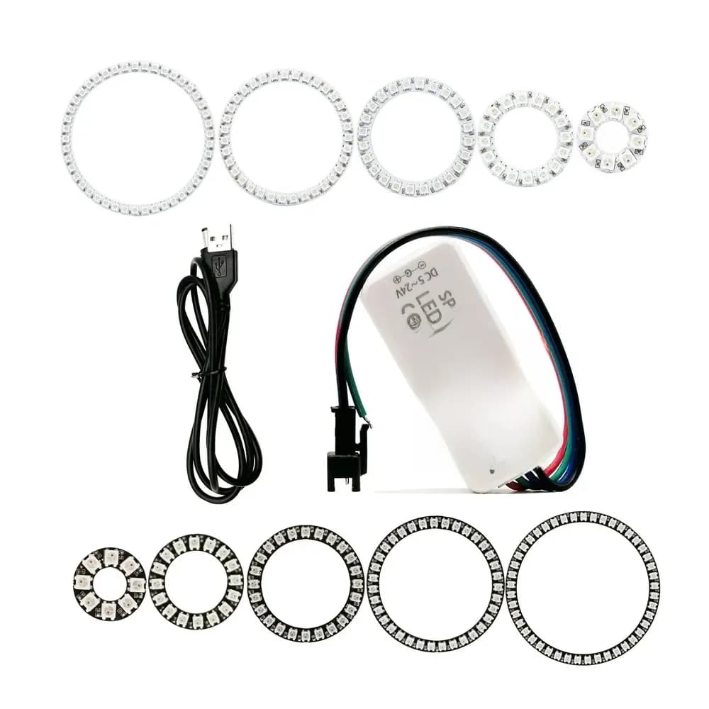 WS2812B Led 8/16/24/35/45Led Pixel SP110E Kit de contrôleur Gyverlamp RGB anneau adressable individuel WS2812 IC BuiIt-in lumières