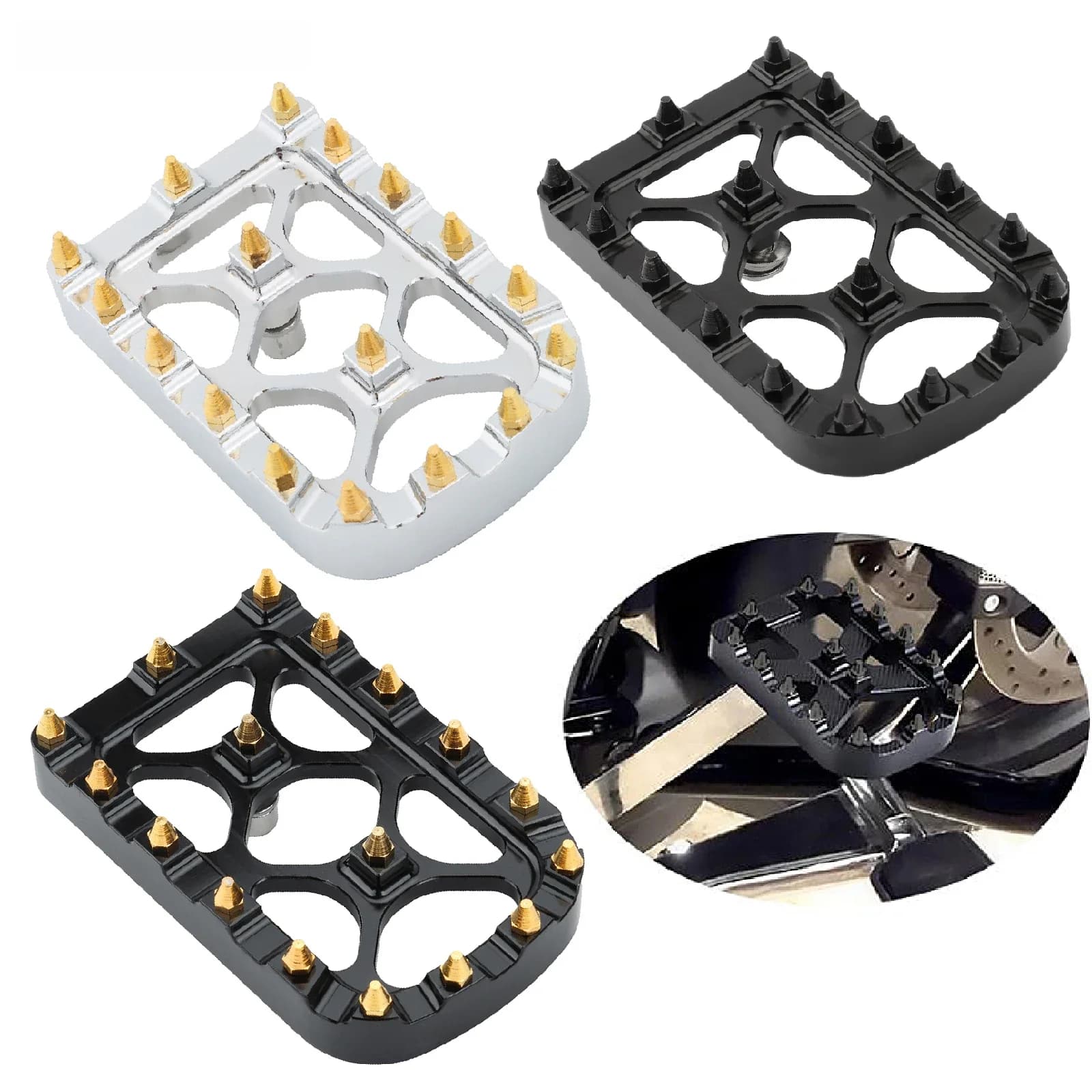 1 pièce de couvre-pédale de frein MX doré CNC, grands repose-pieds pour Harley Touring Electra Glide Road King Softail Dyna