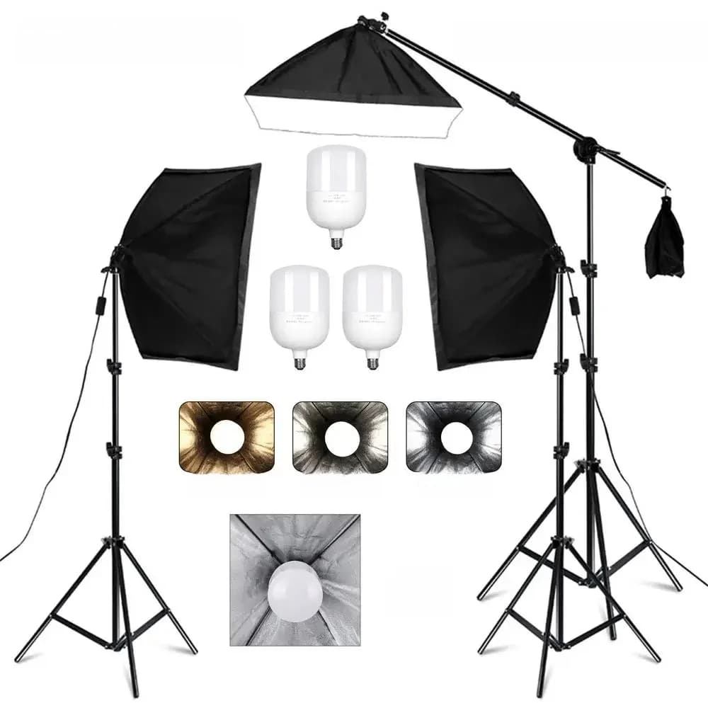 HONArm-Boîte à lumière pour studio de photographie, kit d'éclairage professionnel, pour vidéo et éclairage continu prometteur