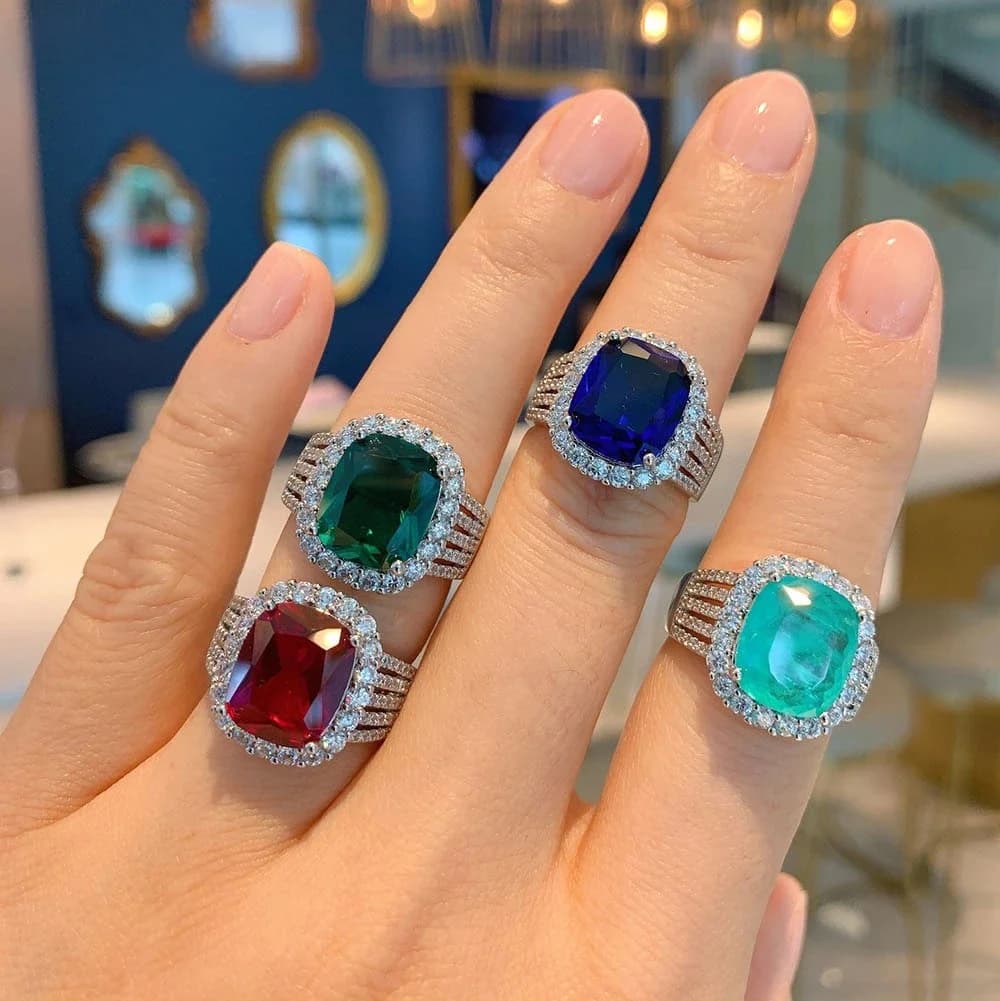 Paraiba Tourmaline levez ald AdrenSapphire Bagues pour Femme, Diamant de Laboratoire, Pierres Précieuses, ixde Mariage, Bijoux Fins de Luxe, Adorateurs tsl, 10x12mm