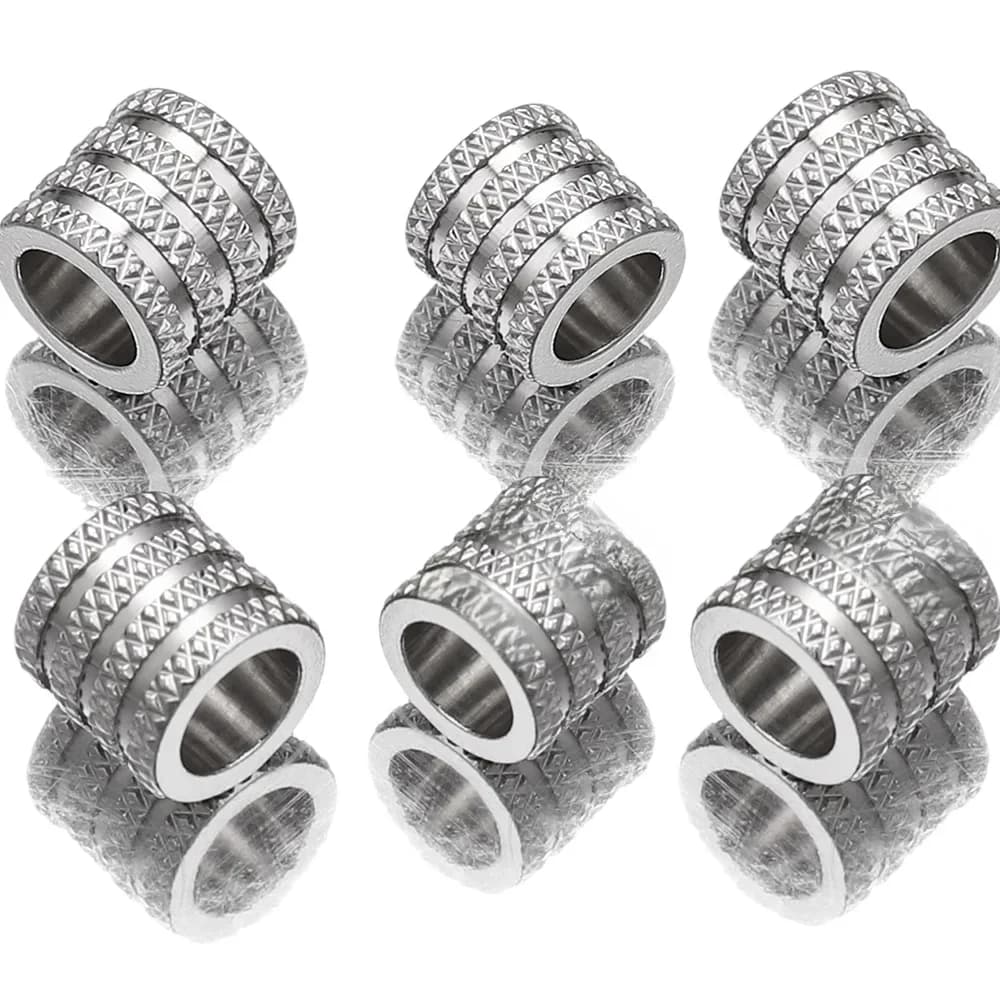 20 pièces Lot trou 5 6 MM acier inoxydable grand trou entretoise paracorde perles breloques pour Bracelet bijoux à bricoler soi-même faisant des fournitures Sead