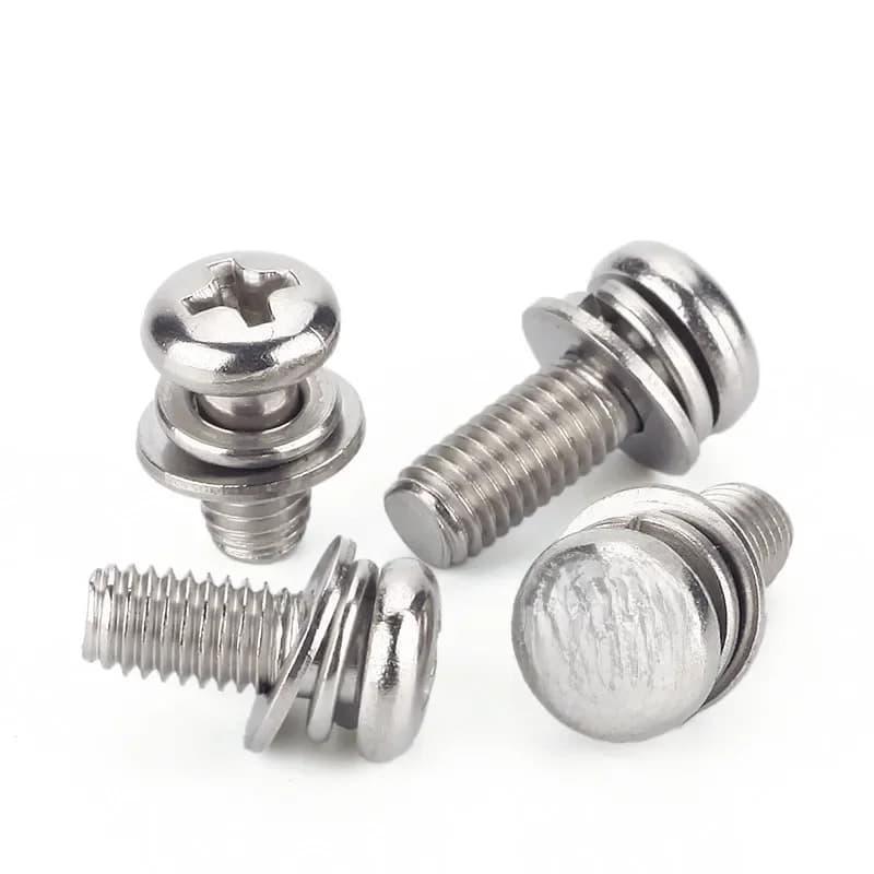 M1.6 M2 M2.5 M3 M4 M5 M6 M8 304 acier inoxydable croix ronde Phillips tête cylindrique SEM vis rondelle plate joint à ressort assembler boulon