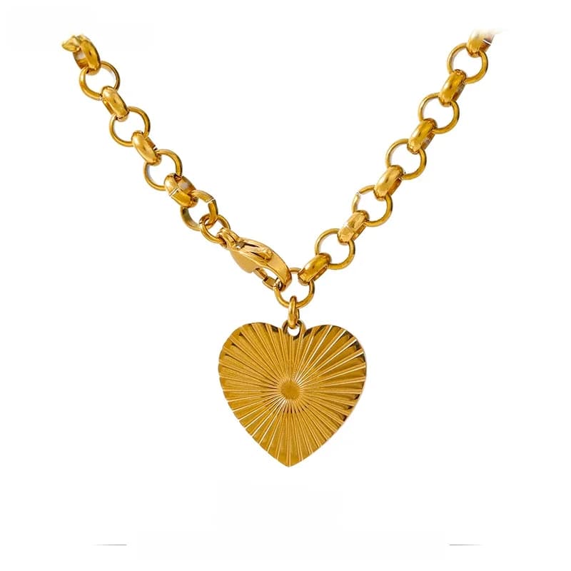 Yhpup romantique coeur Rose fleur pendentif collier déclaration en acier inoxydable collier à la mode 18 K collier en métal оже olmayanлье cadeau